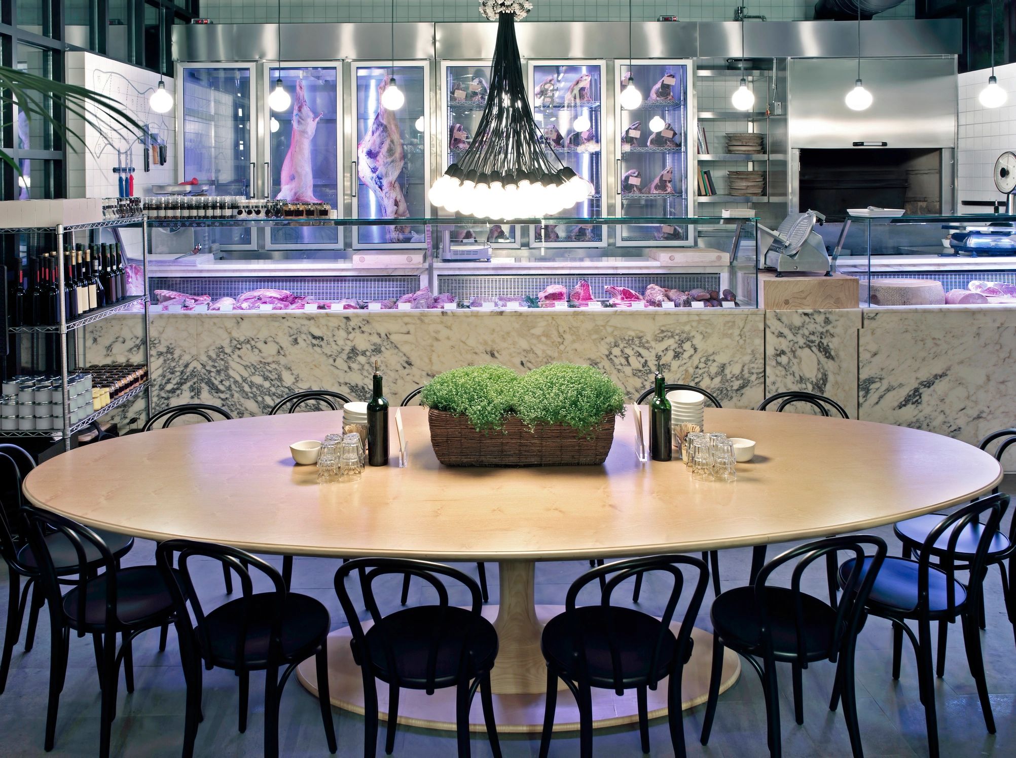 Restaurant with butcher's shop
