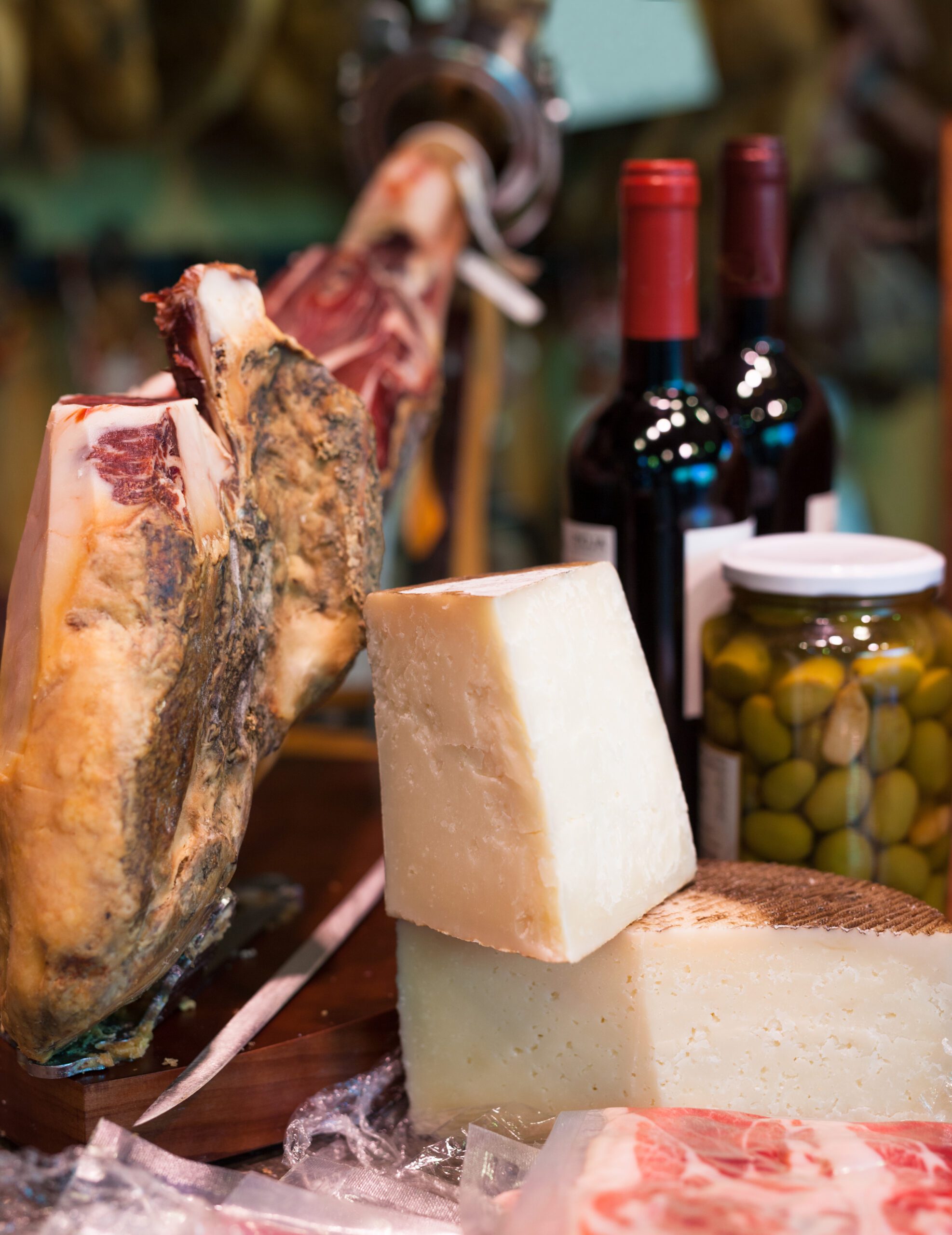 Iberian wine, cheese and olives for bespoke gourmet gift selections